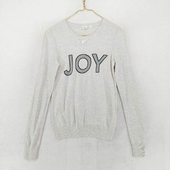 GAP White Long Sleeve Logo Printed Crew Neck Pullover Sweater 1091 - Picture 1 of 7